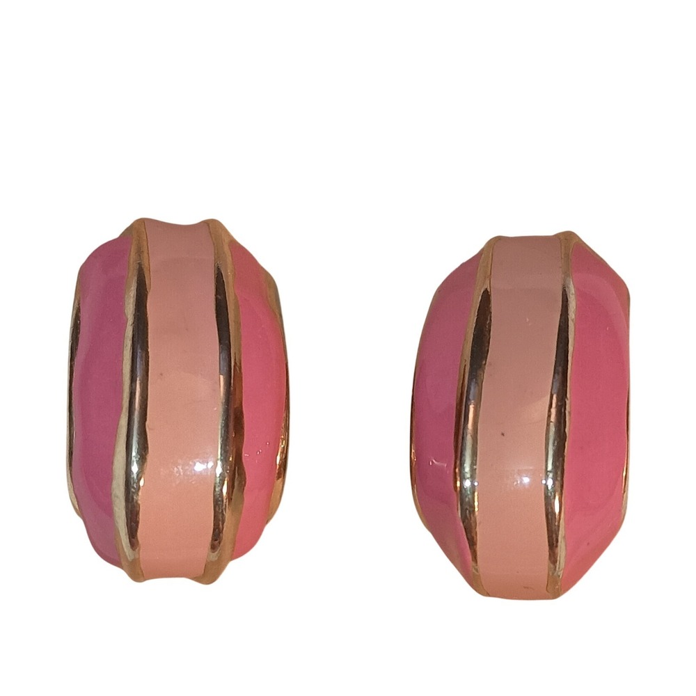 80's Enamel Pink on Pink Clip On Earrings Vintage SKUJ101